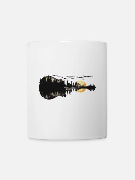 Gitarre Bäume Wald Natur Skyline Sonne Kunst Musik - Tasse - Weiß