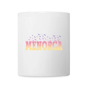 Menorca Sommer Strand Meer Palmen Vögel Schrift - Tasse - Weiß - Vorne