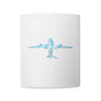 Avion de passagers avec motif nuageux - Mug blanc - blanc - Devant