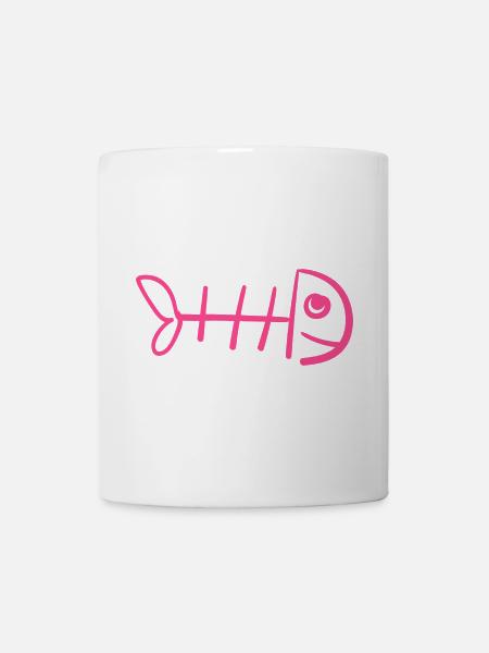 Fischgräte - Lustiges Katzenshirt - Tasse - Weiß