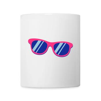 Lunettes de soleil roses, bleu, Pop Art rétro - Mug blanc - blanc - Devant