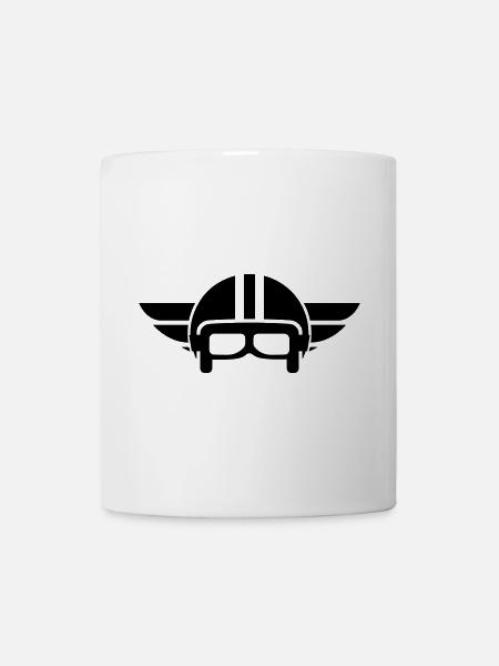 Vintage motorcycle helmet with wings - Mug - white