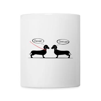 Dachshund en ligne, Teckel hors ligne - Dachshund shirt - Mug blanc - blanc - Devant