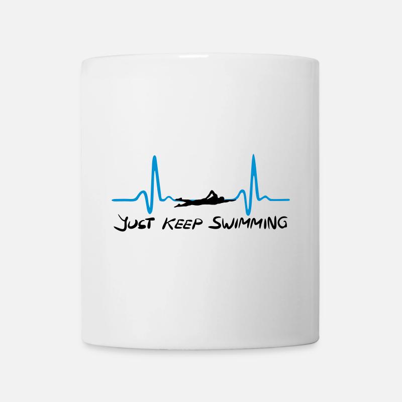 Just keep swimming - Schwimmen Herzschlag EKG - Tasse - Weiß