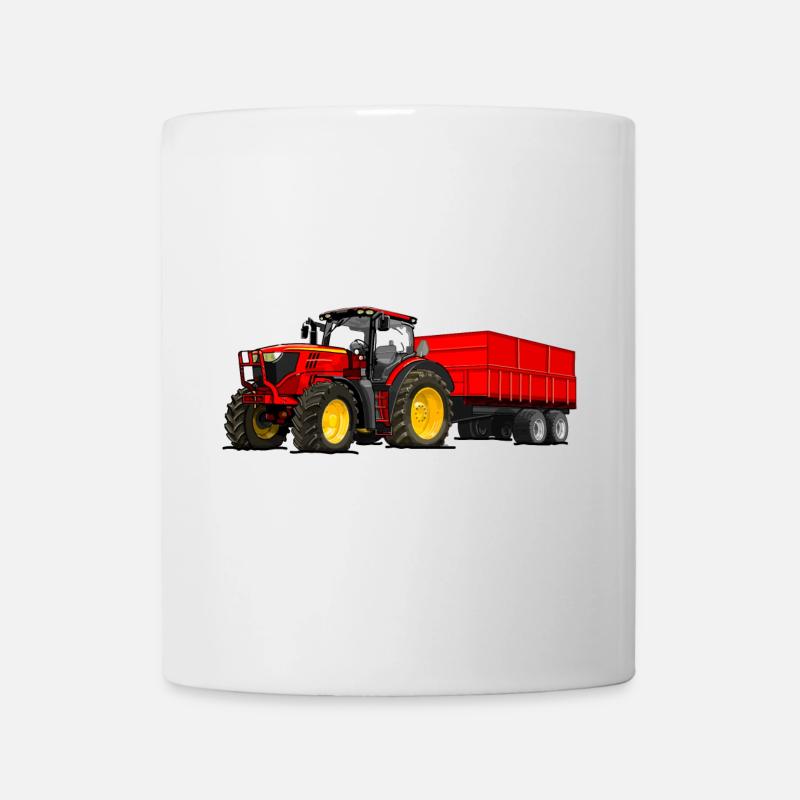 Traktor mit Anhänger - Tasse - Weiß