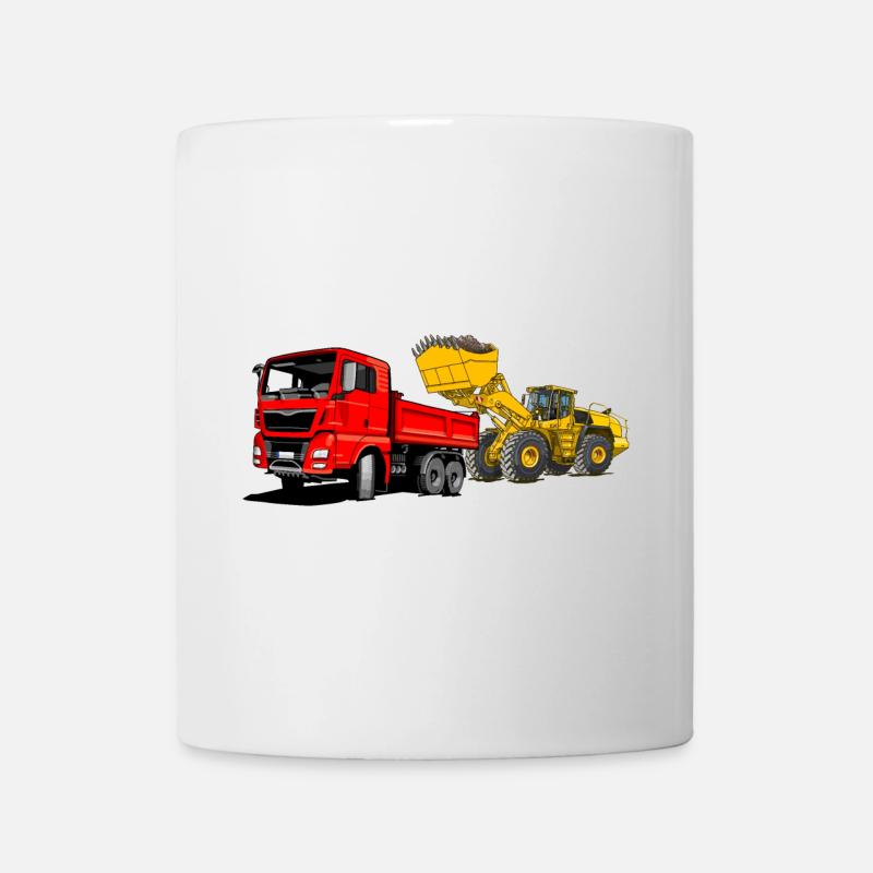 Baustelle, LKW, Radlader - Tasse - Weiß