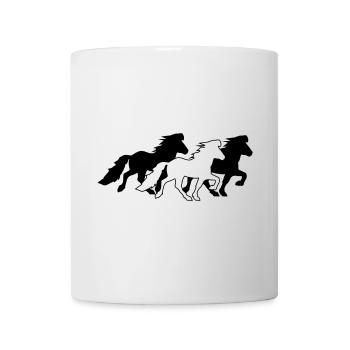 3 noble Icelandic horses in tölt - Mug - white - Front