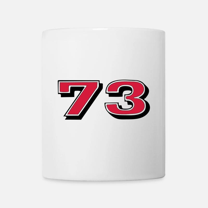Rote 73 auf Schwarz - Tasse - Weiß