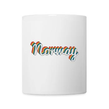 Norway Retro Regenbogen Schrift - Tasse - Weiß - Vorne