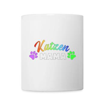 Katzen Mama: Bunte Pfoten-Power - Tasse - Weiß - Vorne