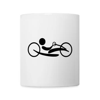 Vélo à main Lie. Vélo couché pour les personnes en fauteuil roulant # - Mug blanc - blanc - Devant