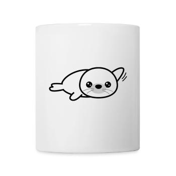Niedliche Robbe im Schwarz-Weiß Stil - Tasse - Weiß - Vorne