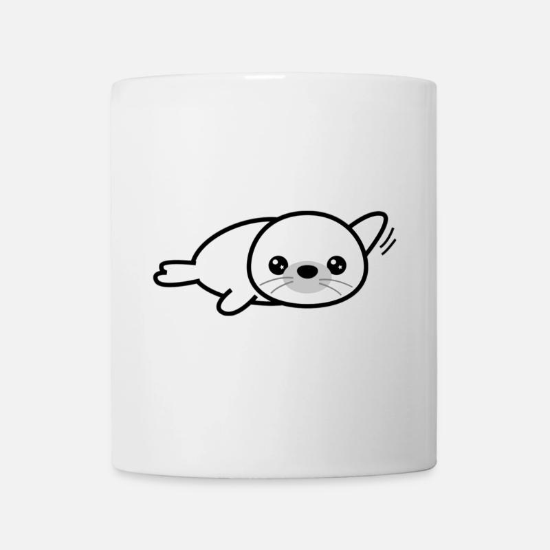 Niedliche Robbe im Schwarz-Weiß Stil - Tasse - Weiß