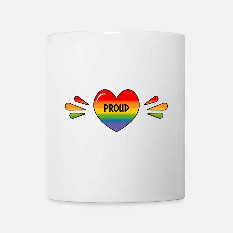 Regenbogen LGBT Stolzes Herz - Tasse - Weiß