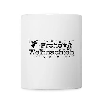 Frohe Weihnachten schwarz Sterne Engel Tannenbaum - Tasse - Weiß - Vorne