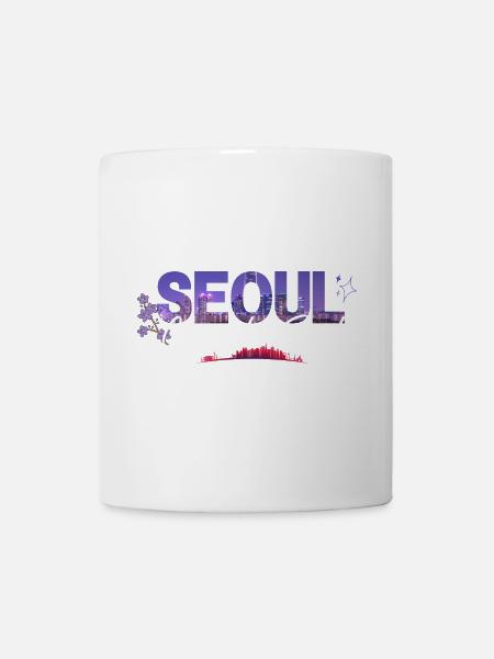 Seoul Skyline Blumennacht - Tasse - Weiß