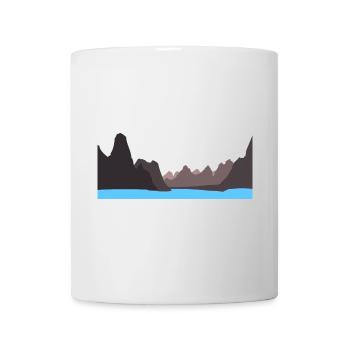 mysterious landscape with mountains and lake - Mug - white - Front