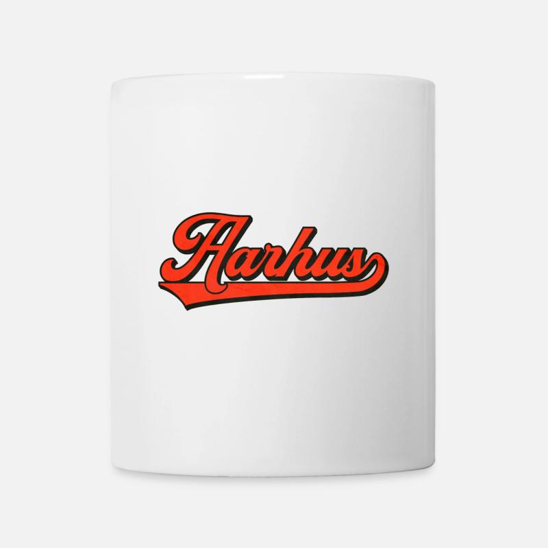 Aarhus Retro Schriftzug – Dänemark Style - Tasse - Weiß