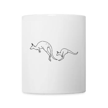 Känguru Mutter und Kind schwarzweiss - Tasse - Weiß - Vorne
