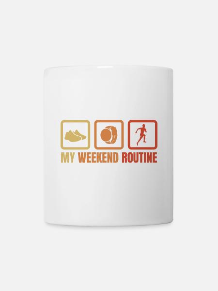 Läufer Wochenendroutine - Tasse - Weiß
