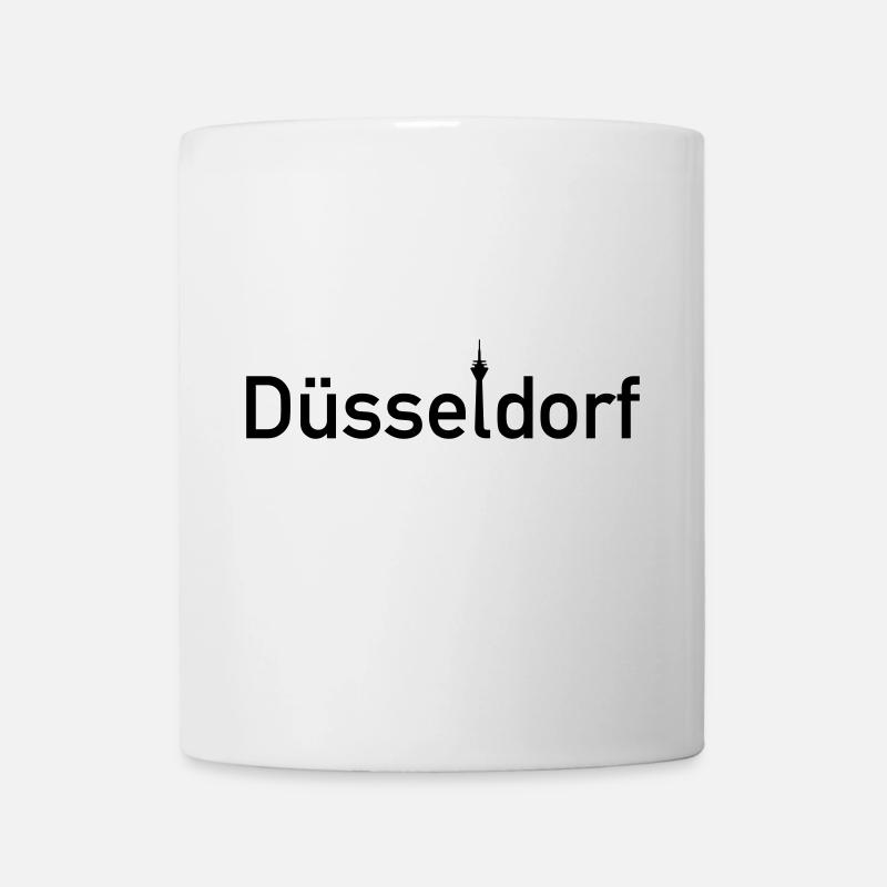 Düsseldorf Ortsschild Skyline mit Rheinturm - Tasse - Weiß