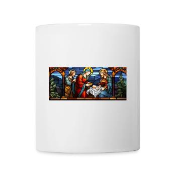 Jesus, Mary, and Joseph. Christian Christmas. Love & Peace - Mug - white - Front