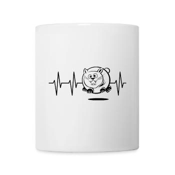 Puls dicke katze fliegen Katzen Sprung Herzschlag - Tasse - Weiß - Vorne