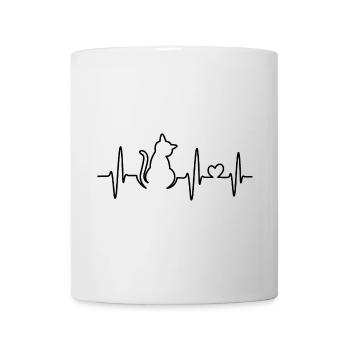 Icônes de traits de dessin de lignes de battement de cœur de chats - Mug blanc - blanc - Devant