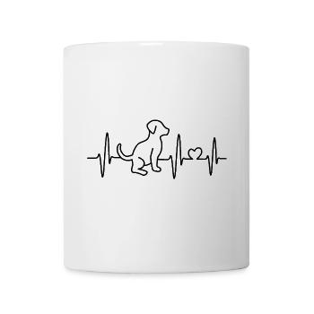 Lignes de chien battement de cœur pulsation symbole chien amour - Mug blanc - blanc - Devant