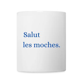 Salut les m Typographie Bleue - Mug blanc - blanc - Devant