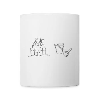 Château de sable Line Art Thème de la plage - Mug blanc - blanc - Devant