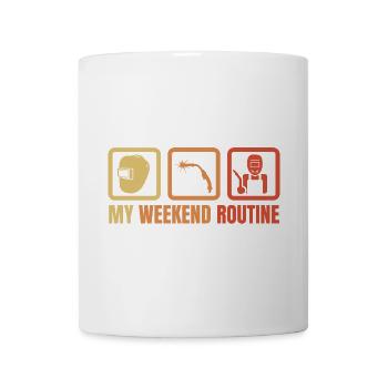 Schweißer Wochenendroutine - Tasse - Weiß - Vorne