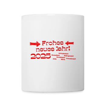 Frohes neues Jahr 2025 Segenswünsche roter Text - Tasse - Weiß - Vorne