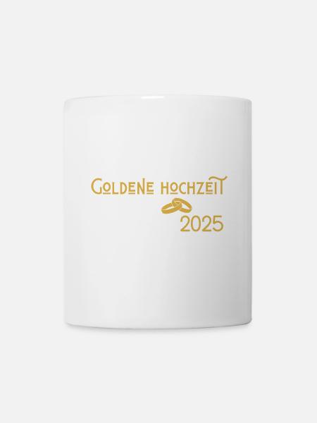 Goldene Hochzeit 2025 mit Ringen Jugendstil - Tasse - Weiß