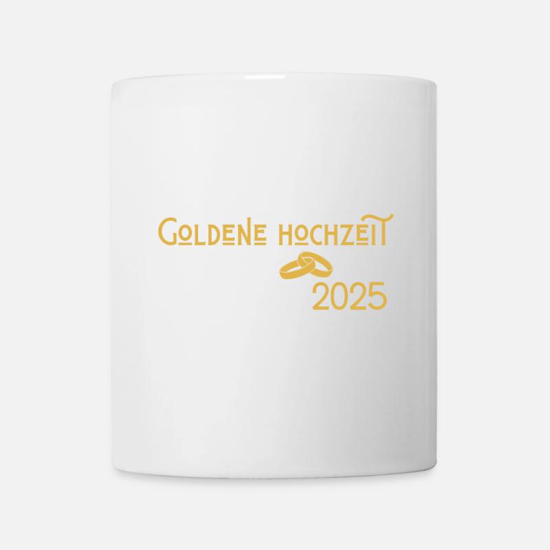Goldene Hochzeit 2025 mit Ringen Jugendstil - Tasse - Weiß
