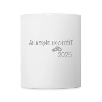 Silberne Hochzeit 2025 mit Ringen Jugendstil - Tasse - Weiß - Vorne