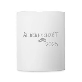 Silberhochzeit 2025 mit Ringen Jugendstil - Tasse - Weiß - Vorne
