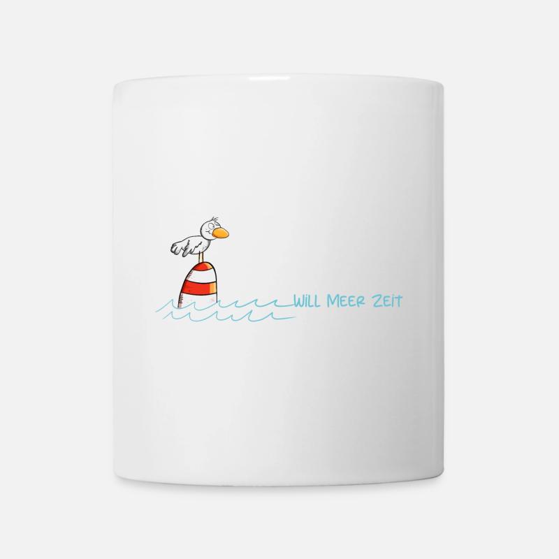 Drollige Möwe Will Meer Zeit - Tasse - Weiß