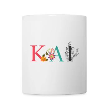 KAI Namenskunst mit gestickten Blumen - Tasse - Weiß - Vorne