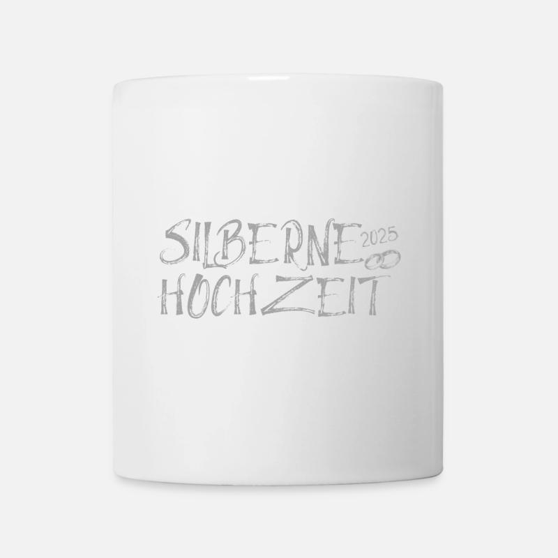 Silberne Hochzeit 2025 mit silbernen Ringen - Tasse - Weiß