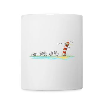 Leuchtturm und Schafe I Nordsee Ostsee Küste - Tasse - Weiß - Vorne