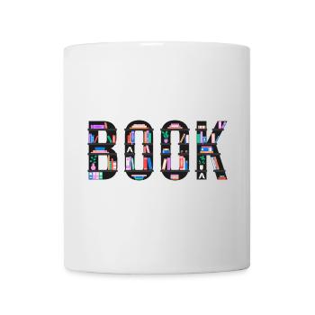 Book Spelled with Bookshelves, Reading and Literat - Mug - white - Front