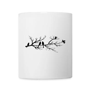 Les oiseaux noirs sur la branche - Mug blanc - blanc - Devant