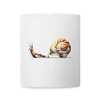 Snail with caravan – Slow Travel as art - Mug - white - Front
