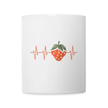 Fraise avec battement de cœur dans le style bande dessinée - Mug blanc - blanc - Devant