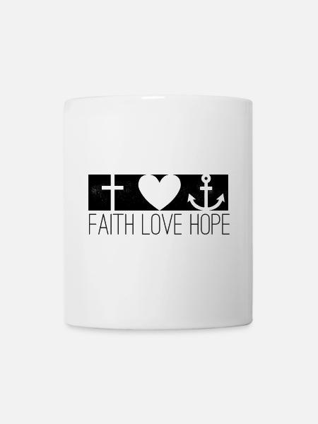 Glaube Liebe Hoffnung - Faith Love Hope mit Symbol - Tasse - Weiß