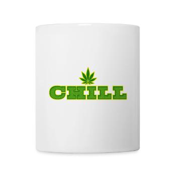 Feuille de cannabis et conception de la typographie Chill - Mug blanc - blanc - Devant