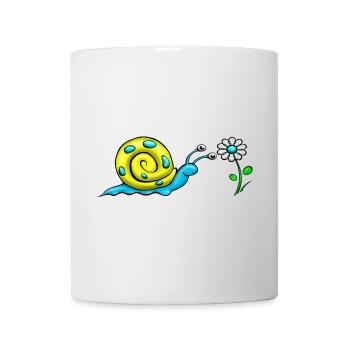 Schnecke mit Blume - Tasse - Weiß - Vorne
