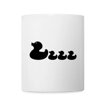 Mutter Ente & Entlein – Lustiges Entenmotiv - Tasse - Weiß - Vorne