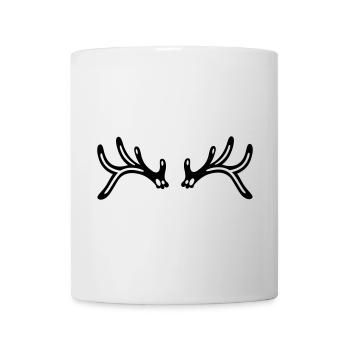 Rentier Geweih Hirsch Silhouette Weihnachten - Tasse - Weiß - Vorne